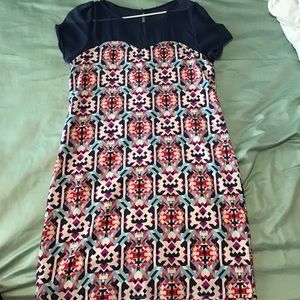 Sheer blue and patterned dress